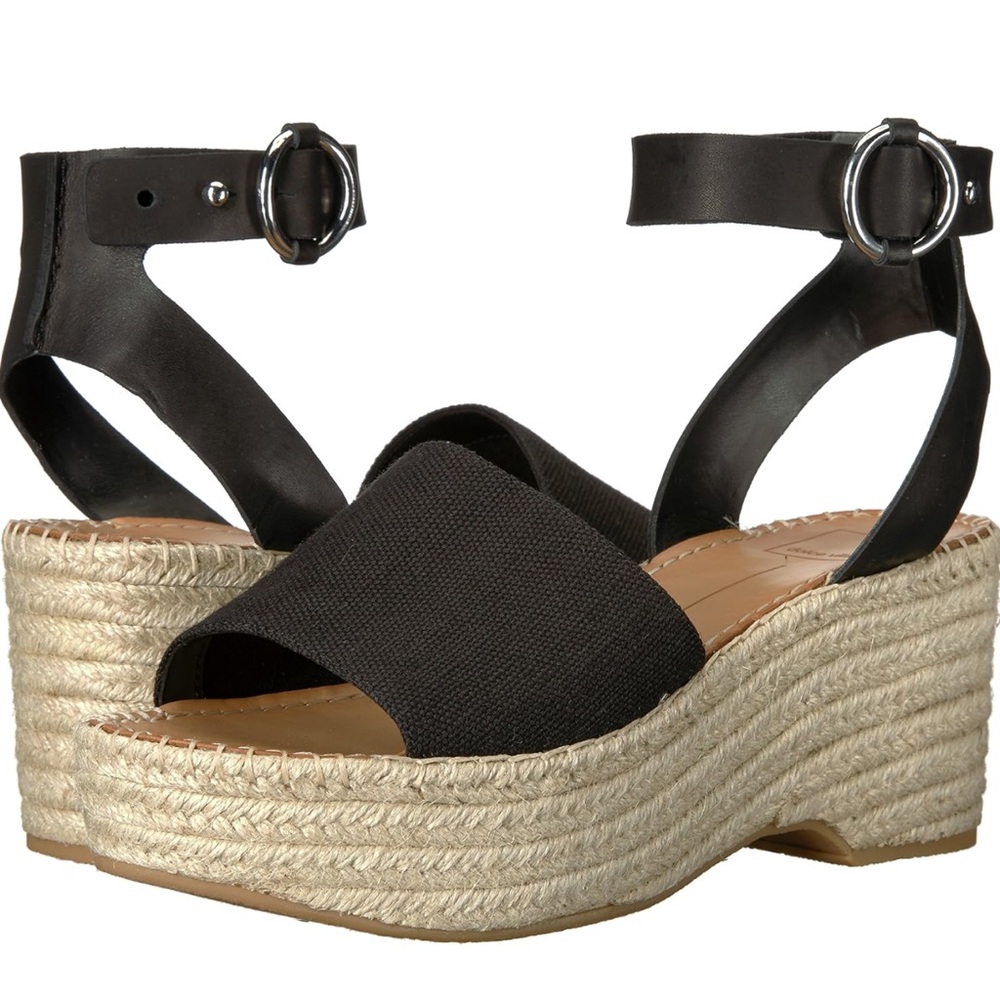 Dolce Vita Lesly Espadrille Platform Sandals, Black, size 8.5